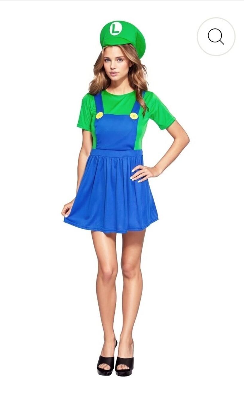 Women's Sexy Super Mario Luigi Plumber Dress Halloween Costume Size S (4-6)